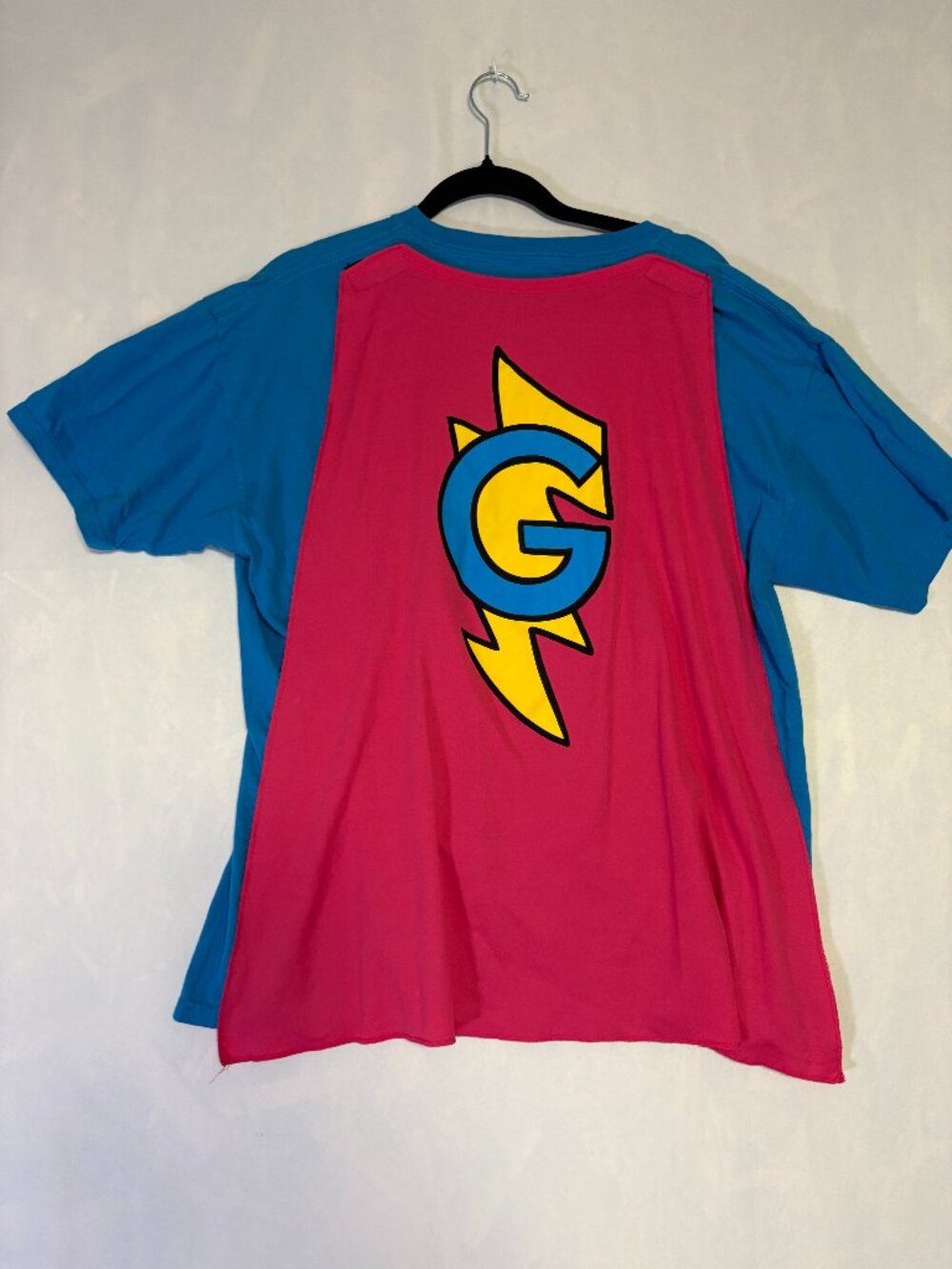 Sesame Street Super Grover Costume T-Shirt with Cape Blue Pink